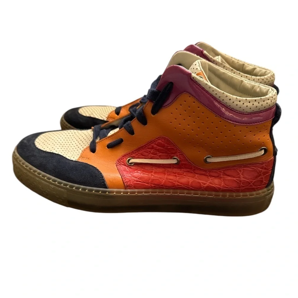 🟤 AUTHENTIC GUCCI HIGH-TOP SNEAKERS MULTICOLOR PVC 309521-Men’s Size 8